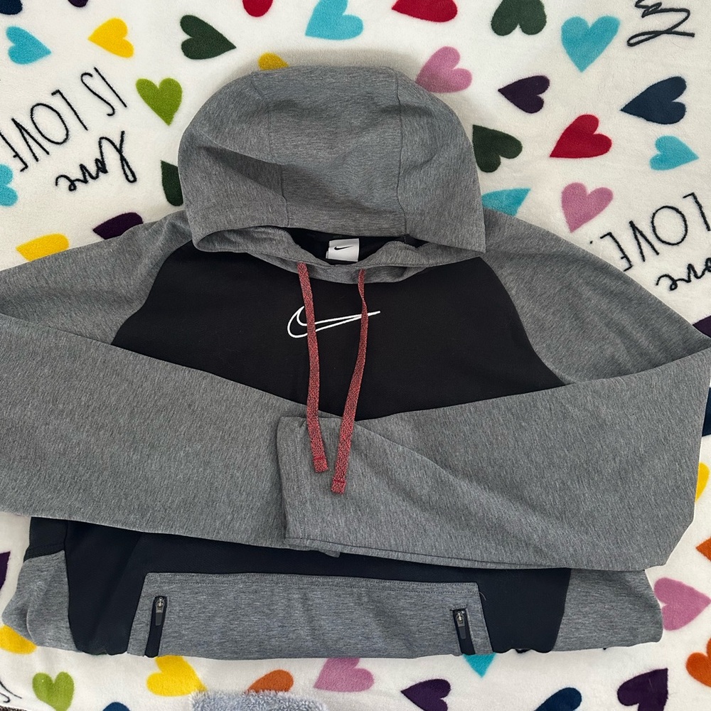 Nike Men's Gray and Black hoodie